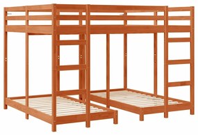 vidaXL Σκελετός Κουκέτας Τριών Επιπέδων Καφέ κεριού 160 x 200 cm