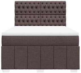 VidaXL Κρεβάτι Boxspring με Στρώμα Σκούρο Καφέ 140x200 εκ Υφασμάτινο