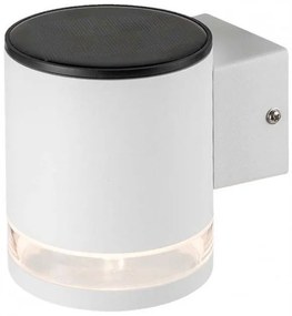 Ηλιακό Επιτοίχιο Φωτιστικό Κήπου LED 1W IP44 Στρογγυλό Θερμό Λευκό Άσπρο 23013 VTAC 23013 Λευκό