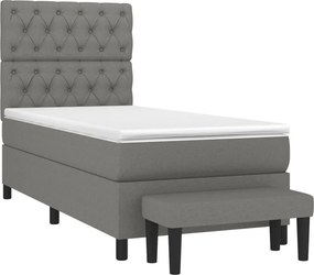 vidaXL Κρεβάτι Boxspring με Στρώμα Σκούρο Γκρι 80x200 εκ. Υφασμάτινο