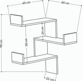 Ράφι Τοίχου Δρυς LUKSA 60x90x60
