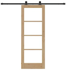 vidaXL Συρόμενη Πόρτα ORKDAL Καφέ 73.5 x 198.5 εκ. Ξύλο και μέταλλο