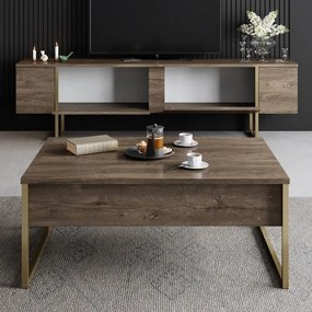 Έπιπλο τηλεόρασης Luxe καρυδί-χρυσό 180x30x50εκ