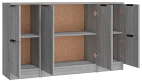 vidaXL Ντουλάπι 3 τεμ. Γκρι Sonoma από Επεξεργασμένο Ξύλο