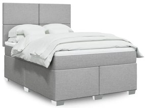 vidaXL Κρεβάτι Boxspring με Στρώμα Ανοιχτό Γκρι 140x190 εκ. Υφασμάτινο