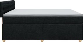 vidaXL Κρεβάτι Boxspring με Στρώμα Μαύρο 200x200 εκ. Υφασμάτινο