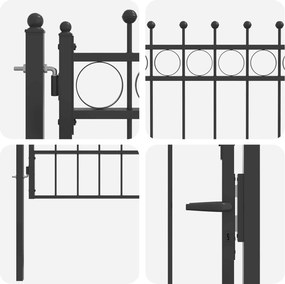 vidaXL Πύλη Φράχτη TILBURG 100 x 150 cm Κλειδώσιμο Μέταλλο Μαύρο