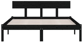 Πλαίσιο Κρεβατιού Μαύρο 120 x 190 εκ. Μασίφ Ξύλο Small Double - Μαύρο