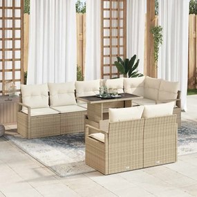 vidaXL Σετ Καναπέ Κήπου 9 pcs μπεζ και κρεμ 100 x 55 x 73 εκ