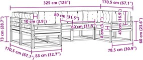 vidaXL Σειρά Καναπέ Εξωτερικού με μαξιλάρι 6 pcs Λευκό και Μπεζ