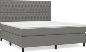vidaXL Κρεβάτι Boxspring με Στρώμα Σκούρο Γκρι 180x200 εκ Υφασμάτιν