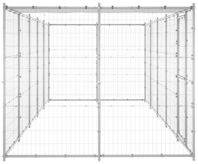 vidaXL Κλουβί Σκύλου Εξωτερικού Χώρου Στέγαστρο 12,1 μ² Γαλβ. Χάλυβας