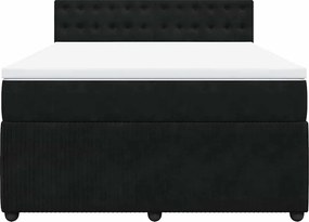vidaXL Κρεβάτι Boxspring με Στρώμα Μαύρο 140x200 εκ. Βελούδινο