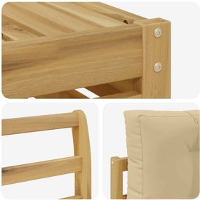 vidaXL Σειρά Καναπέ Εξωτερικού 5 τμχ. Λευκό και Μπεζ Πολυεστέρας