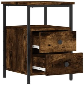 vidaXL Κομοδίνο 2 τεμ. Καπνιστή Δρυς 34x35,5x50 εκ. Επεξεργασμένο Ξύλο