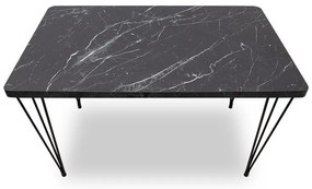 Σετ τραπεζαρία 5τμχ Roger - Bianca Megapap Mdf - ύφασμα χρώμα μαύρο εφέ μαρμάρου - γκρι 120x70x75εκ.