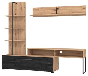 Wall Unit Evora Artisan Oak - Carbon 205x41x173 cm