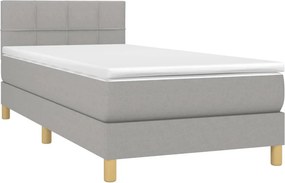 vidaXL Κρεβάτι Boxspring με Στρώμα &amp; LED Αν.Γκρι 90x190 εκ. Υφασμάτινο
