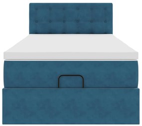 vidaXL Οθωμανικό κρεβάτι με στρώμα σκούρο μπλε 100x200cm Velvet