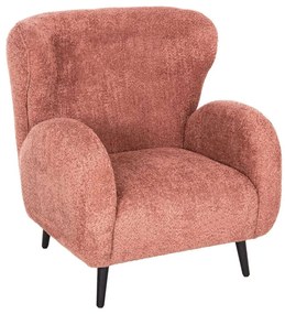 Πολυθρόνα Μπερζέρα Kryly HM9593.02 83x87x89cm Με Ξύλινα Πόδια & Μπουκλέ Ύφασμα Pink Wood, Fabric
