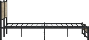 vidaXL Σκελετός Κρεβ. Χωρίς Στρώμα Sonoma Δρυς 183x213 εκ. Μεταλλικό