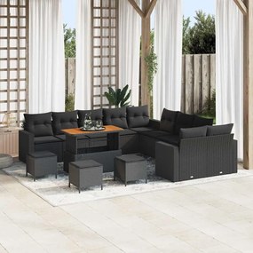 vidaXL Σετ Καναπέ Κήπου 14 pcs Μαύρο συνθετικό ρατάν