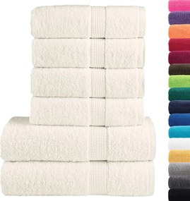 vidaXL Πετσέτες Premium Σετ 6 Τεμ. SOLUND Κρεμ 600 γρ/μ²