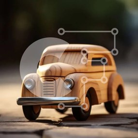 Intra Συλλεκτικό Ξύλινο Παζλ Plywood 4mm - Vintage ξύλινο αυτοκίνητο παιχνιδιών στην οδό Cobblestone Σε Ξύλινο Κουτί - Διαστάσεις: 10x10 cm – 25 κομμάτια