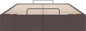vidaXL Οθωμανικό πλαίσιο κρεβατιού χωρίς στρώμα Σκούρο καφέ Ύφασμα