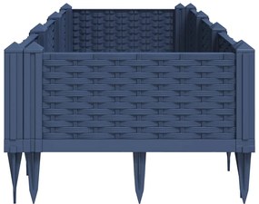 vidaXL Ζαρντινιέρα με Πασσάλους Μπλε Γκρι 125x40x28,5 εκ. Πολυπροπυλένιο