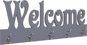 vidaXL Κρεμάστρα Τοίχου «WELCOME» Γκρι 74 x 29,5  εκ.