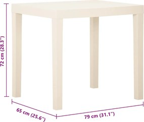 vidaXL Τραπέζι Κήπου Λευκό 79 x 65 x 72 εκ. Πλαστικό