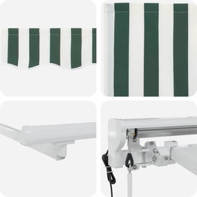 vidaXL Ηλεκτρικό Αναδιπλούμενο Σκίαστρο Πράσινο και Λευκό 4 x 3 μ