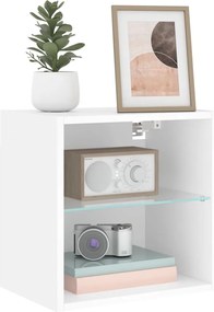 vidaXL Κομοδίνο Επιτοίχιο με Φώτα LED Λευκό