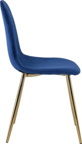 CELINA Καρέκλα Χρώμιο Χρυσό, Velure Μπλε   4τμχ