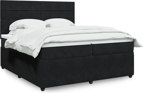 vidaXL Κρεβάτι Boxspring με Στρώμα Μαύρο 200x200 εκ. Βελούδινο