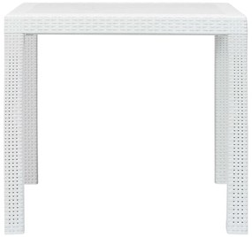 vidaXL Τραπέζι Κήπου Λευκό με Εμφάνιση Ρατάν 79x79x72 εκ. Πλαστικό