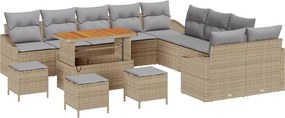 vidaXL Σετ Καναπέ Κήπου με μαξιλάρι 13 pcs Μπεζ Πολυ ράταν