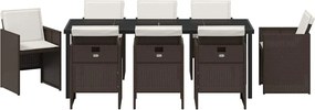 vidaXL Σέτ φαγητού για κήπο 9 pcs Καφέ συνθετικό ρατάν