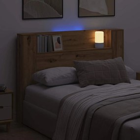 vidaXL Κεφαλάρι αποθήκευσης με LED Artisan Δρυς Επεξεργασμένο Ξύλο