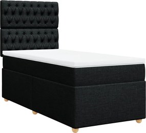 vidaXL Κρεβάτι Boxspring με Στρώμα Μαύρο 90x190 εκ.Υφασμάτινο