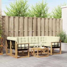 vidaXL Σειρά Καναπέ Εξωτερικού με μαξιλάρι 7 pcs Λευκό και Κρεμ