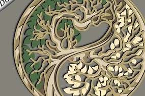 Σετ των 2 Intra απο ξύλο plywood 3mm-4mm πάχος – Ying-Yang Tree Multilayer/Tree Δίασταση 20x20 cm INTRAFABR-67710296