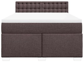 vidaXL Κρεβάτι Boxspring με Στρώμα Σκούρο Καφέ 140x190 εκ. Υφασμάτινο