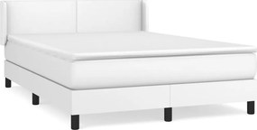 vidaXL Κρεβάτι Boxspring με Στρώμα Λευκό 140x190εκ.από Συνθετικό Δέρμα