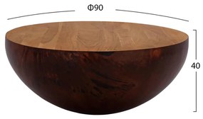 ΔΙΑΚΟΣΜΗΤΙΚΟ ΤΡΑΠΕΖΙ ΣΑΛΟΝΙΟΥ BOWL Φ90X40Yεκ. RUSTY ΜΕ ΞΥΛΟ ΑΚΑΚΙΑΣ HM8717.02