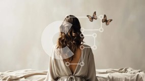 Intra Συλλεκτικό Ξύλινο Παζλ Plywood  4mm - Γυναίκα με λευκό φόρεμα κάθεται σε ένα κρεβάτι Σε Ξύλινο Κουτί - Διαστάσεις Puzzle: 10x10 cm – 25 κομμάτια