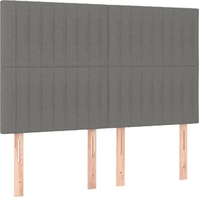 vidaXL Κρεβάτι Boxspring με Στρώμα &amp; LED Σκ.Γκρι 140x190εκ. Υφασμάτινο