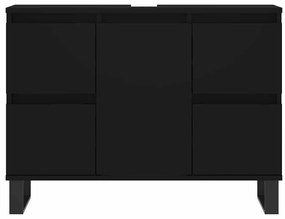 vidaXL Ντουλάπι Μπάνιου Μαύρο 80 x 33 x 60 εκ. από Επεξεργασμένο Ξύλο