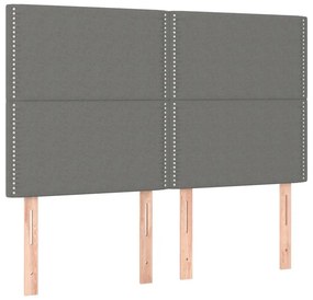 vidaXL Κρεβάτι Boxspring με Στρώμα &amp; LED Σκ.Γκρι 140x190εκ. Υφασμάτινο